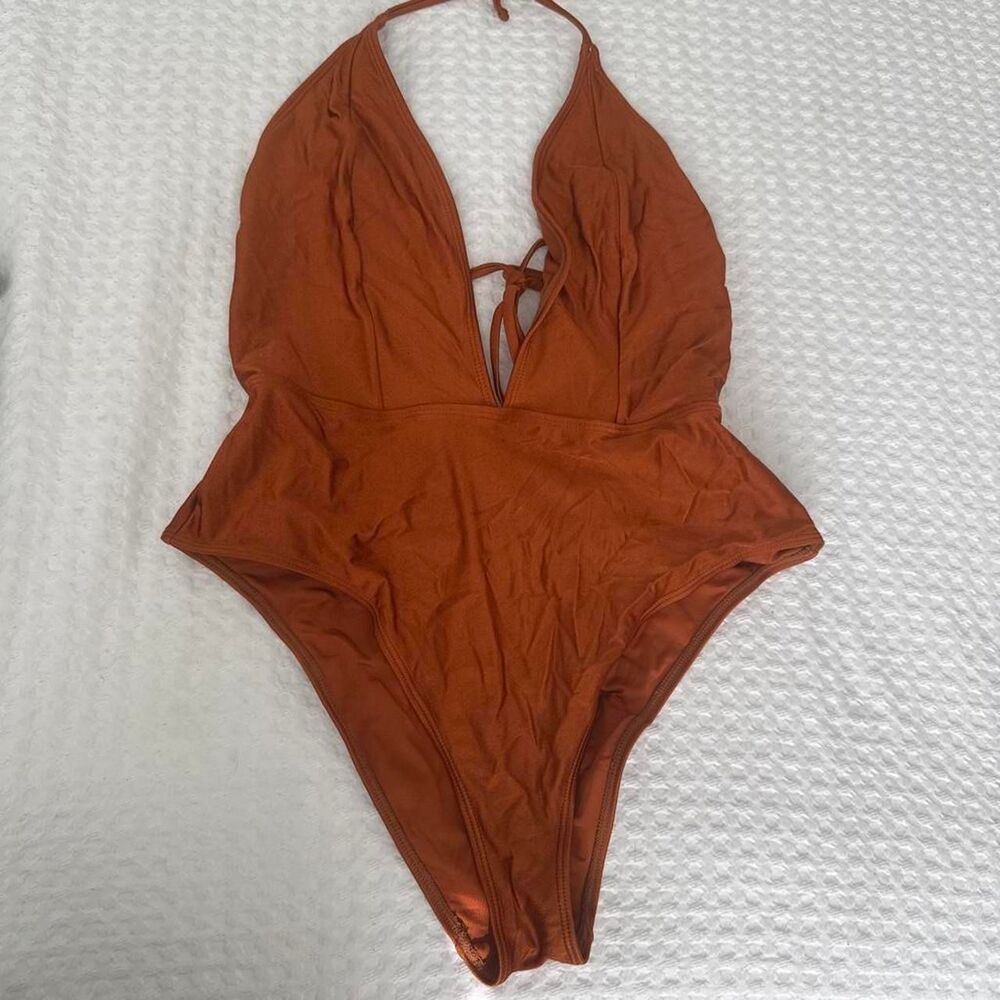 Forever-21 Women's Orange and Brown Swimsuit-one-piece